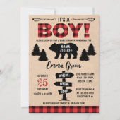 Carte d'invitation pour une Baby Shower Lumberjack (Devant)