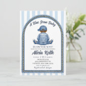 Carte d'invitation pour une baby shower pour un ga (Debout devant)