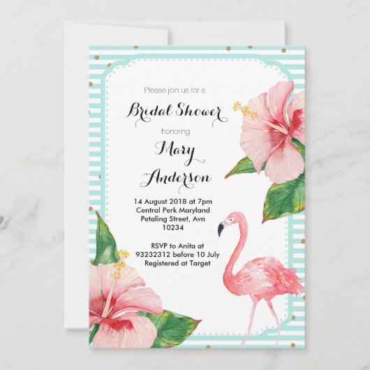 Carte d'invitation pour une douche nuptiale Flaman (Devant)
