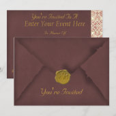 Carte d'invitation pour une fête au style rouge ru (Devant / Derrière)