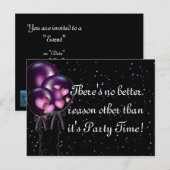 Carte d'invitation pour une fête avec confettis et (Devant / Derrière)