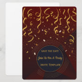 Carte d'invitation pour une fête avec confettis ro (Devant / Derrière)