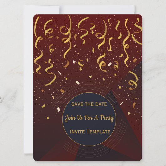 Carte d'invitation pour une fête avec confettis ro (Devant)
