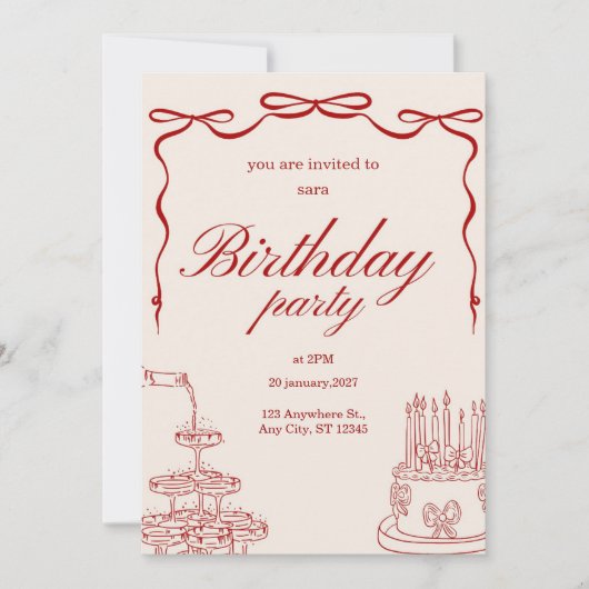 carte d'invitation pour une fête d'anniversaire (Devant)