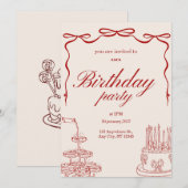 carte d'invitation pour une fête d'anniversaire (Devant / Derrière)