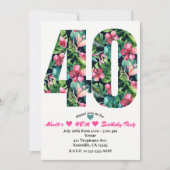 Carte d'invitation pour une fête d'anniversaire 40 (Devant)