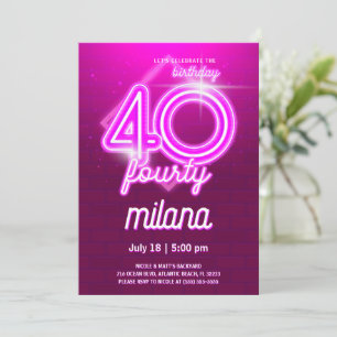 Carte d'invitation pour une fête d'anniversaire 40