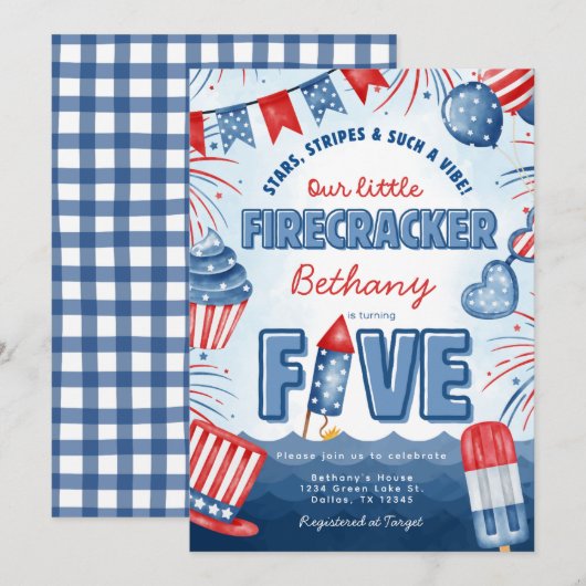Carte d'invitation pour une fête d'anniversaire le (Devant / Derrière)