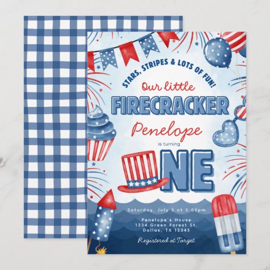 Carte d'invitation pour une fête d'anniversaire le (Devant / Derrière)