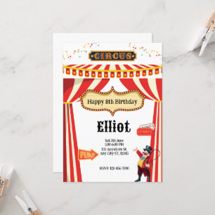 Carte d'invitation pour une fête de cirque extrava