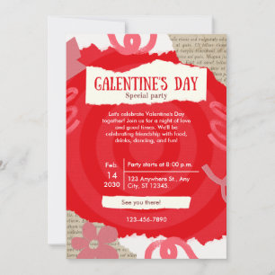 Carte d'invitation pour une fête de Galentine's Da