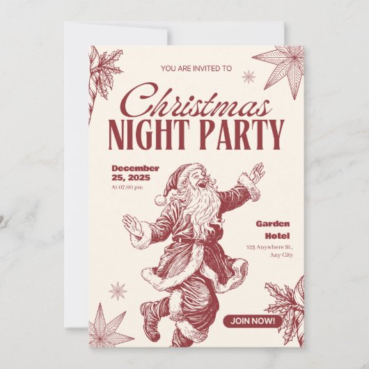 Carte d'invitation pour une fête de Noël avec un j (Devant)