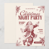 Carte d'invitation pour une fête de Noël avec un j (Devant / Derrière)