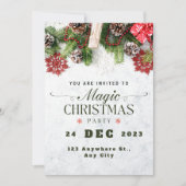 Carte d'invitation pour une fête de Noël verte bei (Devant)