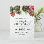 Carte d'invitation pour une fête de Noël verte bei (Debout devant)