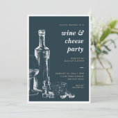 Carte d'invitation pour une fête de vin et fromage (Debout devant)