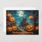 Carte d'invitation pour une fête d'Halloween (Devant / Derrière)