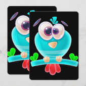 Carte d'invitation pour une fête Funky Birdie (Devant / Derrière)