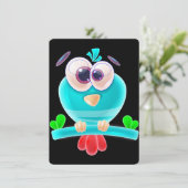 Carte d'invitation pour une fête Funky Birdie (Debout devant)