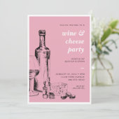 Carte d'invitation pour une fête vin et fromage en (Debout devant)