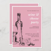 Carte d'invitation pour une fête vin et fromage en (Devant / Derrière)