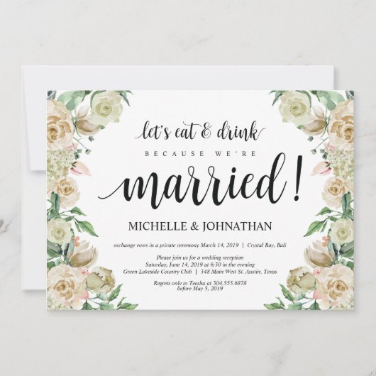 Carte d'invitation pour une réception de mariage a (Devant)