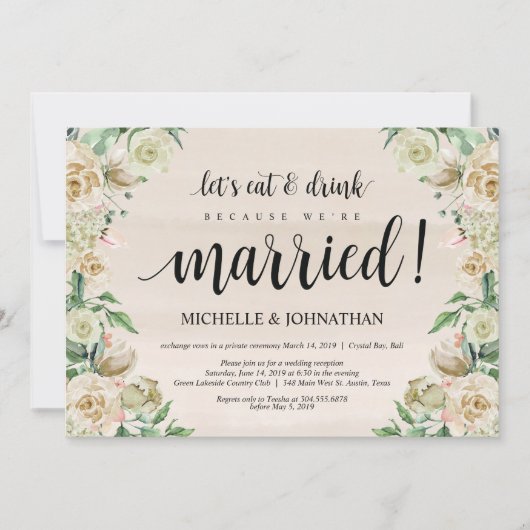 Carte d'invitation pour une réception de mariage e (Devant)