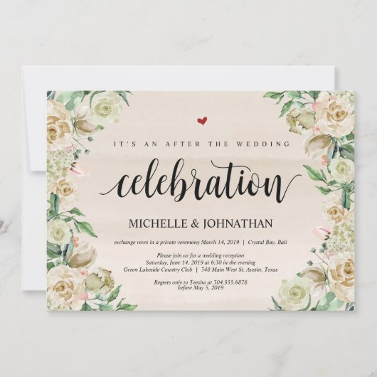 Carte d'invitation pour une réception de mariage e (Devant)