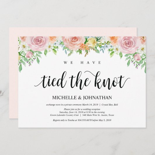 Carte d'invitation pour une réception de mariage e (Devant / Derrière)