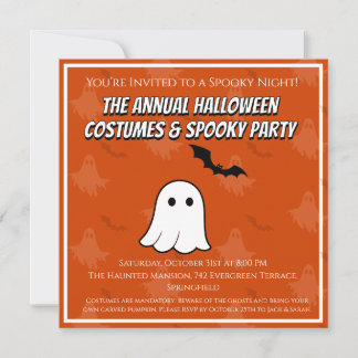 Carte d'invitation pour une soirée de costumes d'H