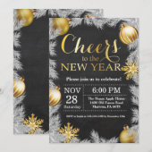 Carte d'invitation pour une soirée du Nouvel An en (Devant / Derrière)