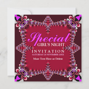 Carte d'invitation pour une soirée filles rose cha