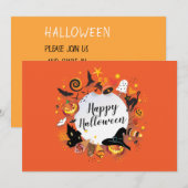 Carte d'invitation pour une soirée Halloween (Devant / Derrière)