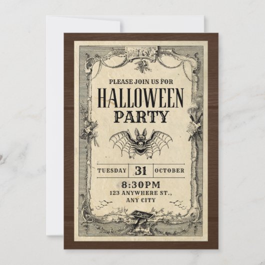 Carte d'invitation pour une soirée Halloween (Devant)