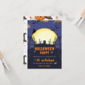 Carte d'invitation pour une soirée Halloween effra (Devant/Arrière en situation)