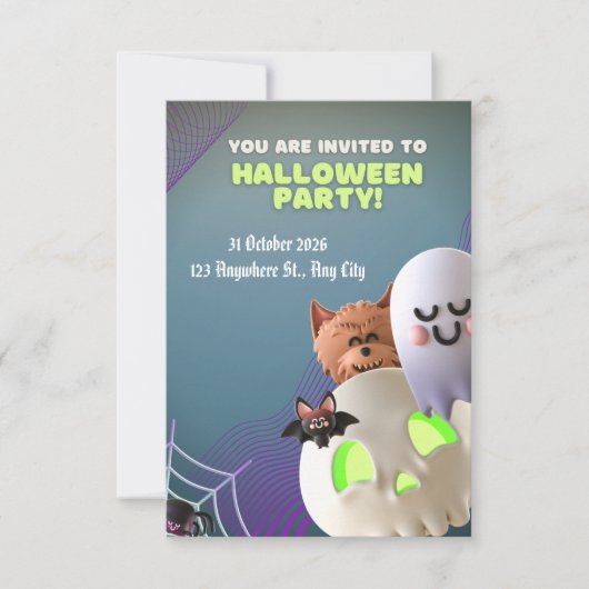 Carte d'invitation pour une soirée Halloween effra (Devant)