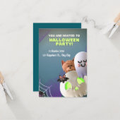 Carte d'invitation pour une soirée Halloween effra (Devant/Arrière en situation)