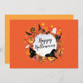 Carte d'invitation pour une soirée Halloween modèl (Devant / Derrière)