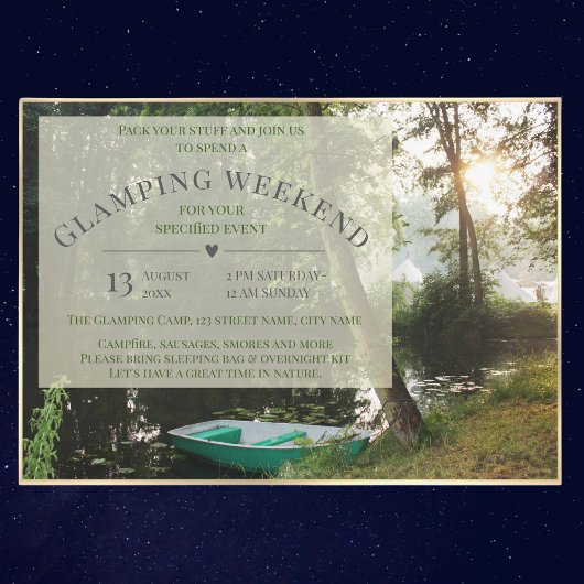 Carte d'invitation pour week-end de camping Glampi