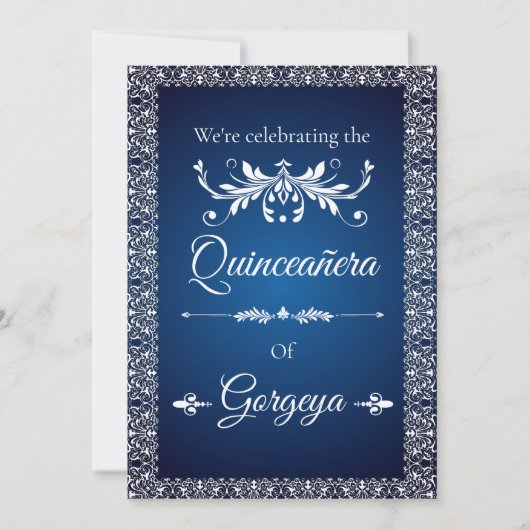 Carte d'invitation Quinceañera (navy) (Devant)