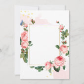 Carte d'invitation rectangle blanc aux roses roses (Devant)