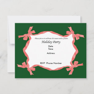 Carte d'invitation Red Ribbon Holiday Party