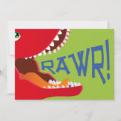 Carte d'invitation Red T-Rex Dinosaur Quatrième an (Dos)