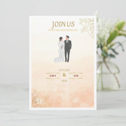 CARTE D'INVITATION ROSE (Debout devant)