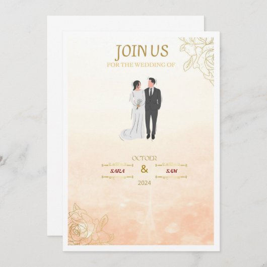 CARTE D'INVITATION ROSE (Devant / Derrière)