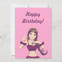 Carte d'invitation rose pour l'anniversaire d'une