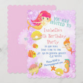 Carte d'invitation Rose Sirènes (Devant / Derrière)