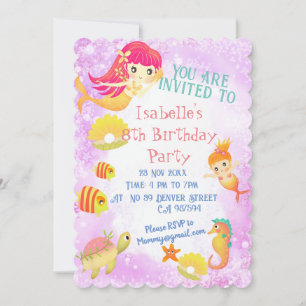 Carte d'invitation Rose Sirènes