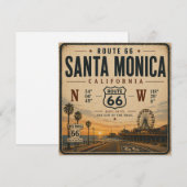 Carte d'invitation Route 66 de Santa Monica (Devant / Derrière)