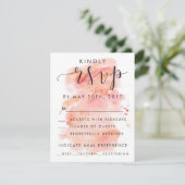 Carte d'invitation RSVP Arrière - plan couleur ros (Debout devant)